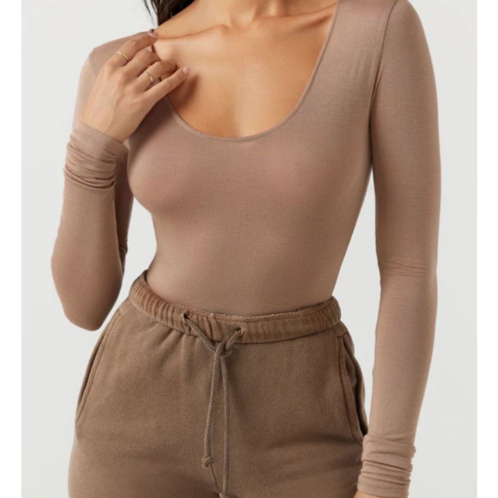 🆕JOAH BROWN MODAL & SPANDEX SCOOP NECK LONG SLEEVE SIZE: M/L NWT - Picture 4 of 5